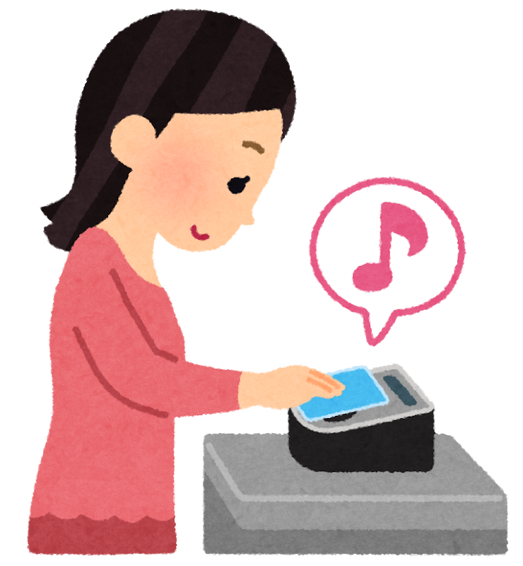 ICカードにチャージする女性