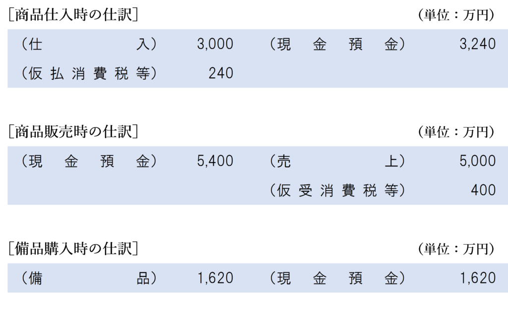 混合経理方式の場合の期中の仕訳