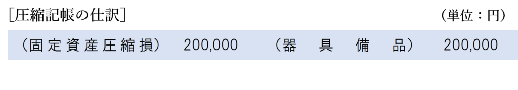 圧縮記帳の仕訳