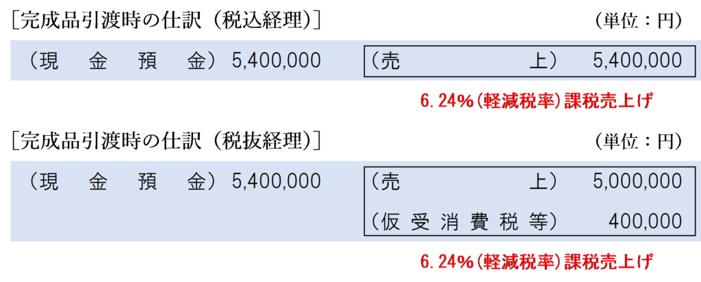 完成品引渡時の仕訳