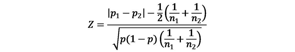 検定統計量の数式