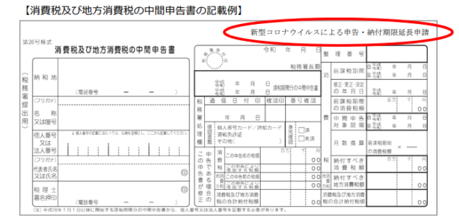 消費税及び地方消費税の中間申告書の記載例