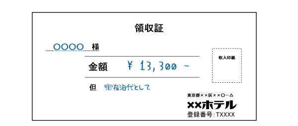 宿泊税の金額が記載されていない場合の領収証のイラスト
